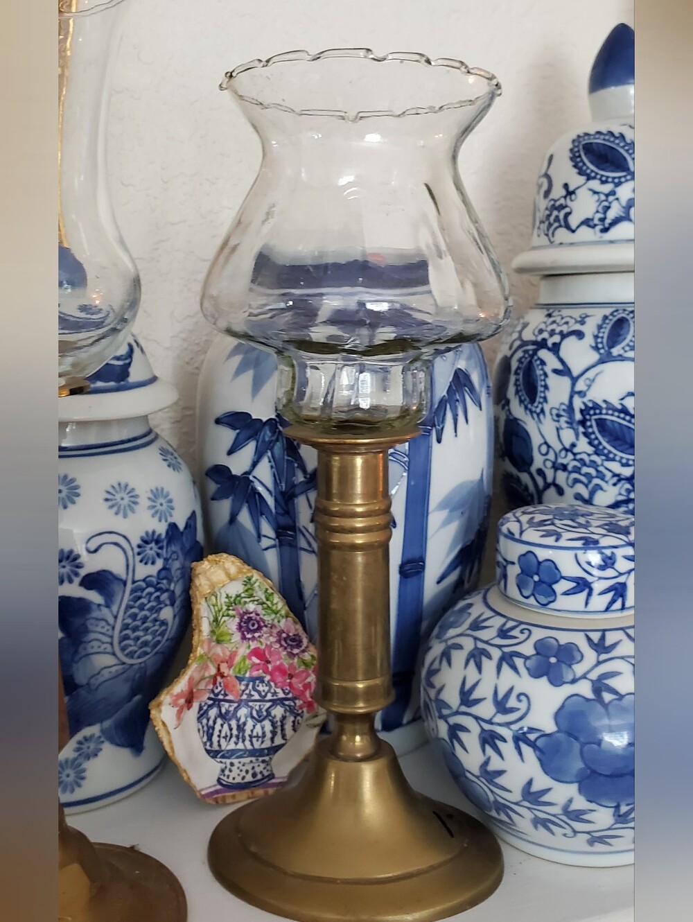 Vintage Clear Glass Hurricane Peg Votive Candle Holder